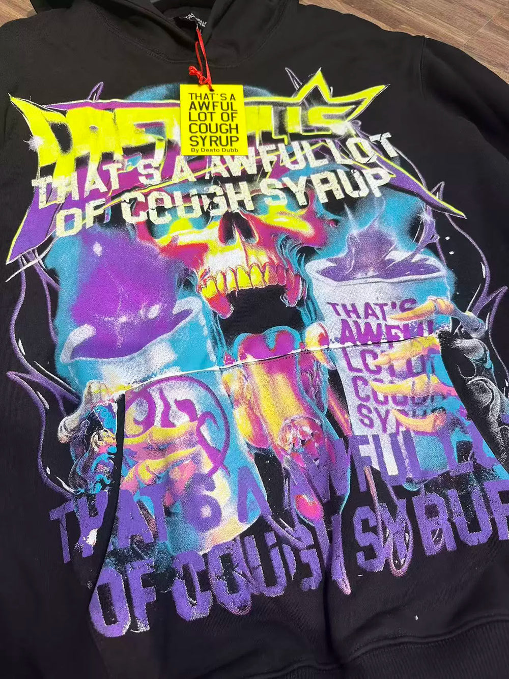 That’s A Awful Lot Of Cough Syrup Skull Graphic Black Hoodie