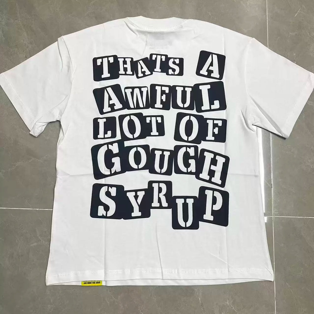 That’s A Awful Lot Of Cough Syrup Skeleton Angel Factavis Graphic Oversized White Tee