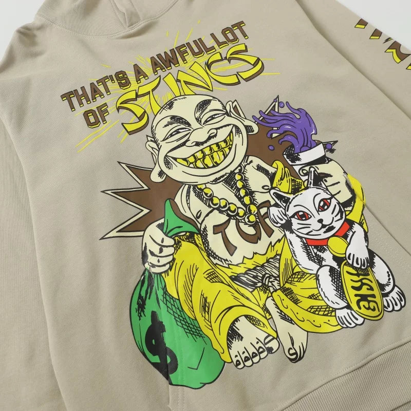 That’s A Awful Lot Of Stincs Buddha Graphic Beige Pullover Hoodie
