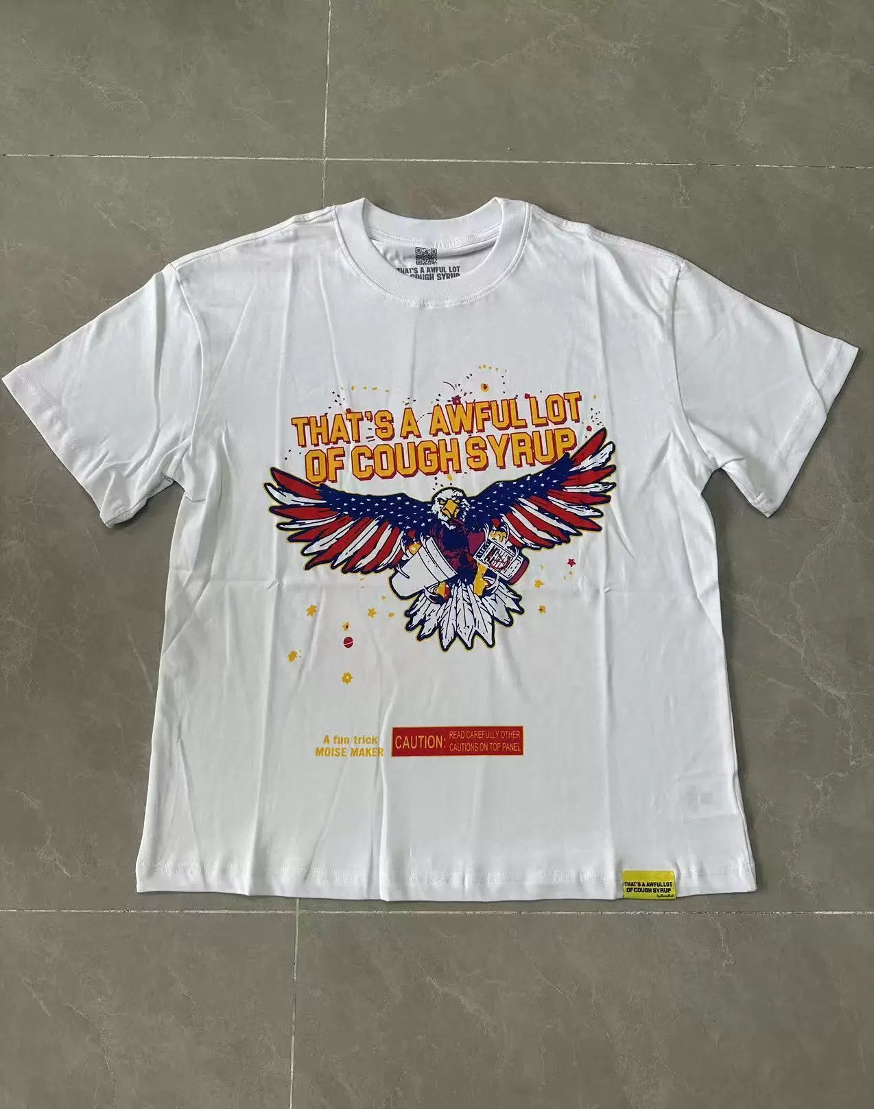 That’s A Awful Lot Of Cough Syrup Eagle Dual‑Sided Print Oversized White Tee