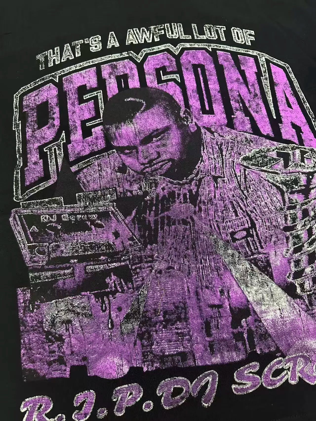 That’s A Awful Lot Of Cough Syrup Persona R.I.P DJ Screw Vintage Purple Oversized Black Tee