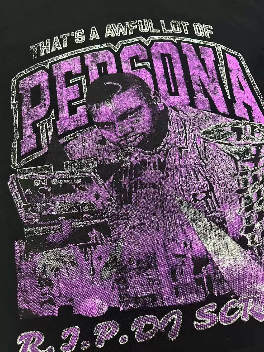 That’s A Awful Lot Of Cough Syrup Persona R.I.P DJ Screw Vintage Purple Oversized Black Tee