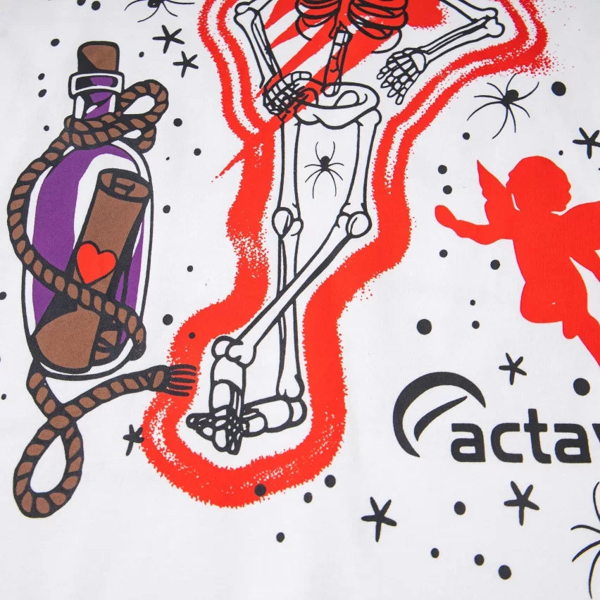 That’s A Awful Lot Of Cough Syrup Skeleton Angel Factavis Graphic Oversized White Tee