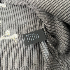 Derschutze Dark‑Grey Ribbed Knit Sweater With Large Back White‑Blossom‑Branch Graphic