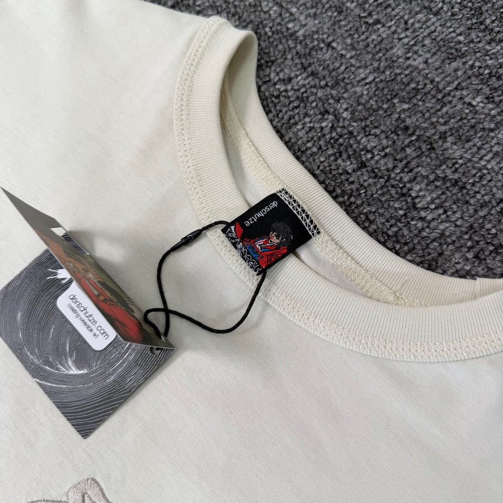 Derschutze Cream Middle Eastern Scholar Musician Back‑Print Graphic Tee