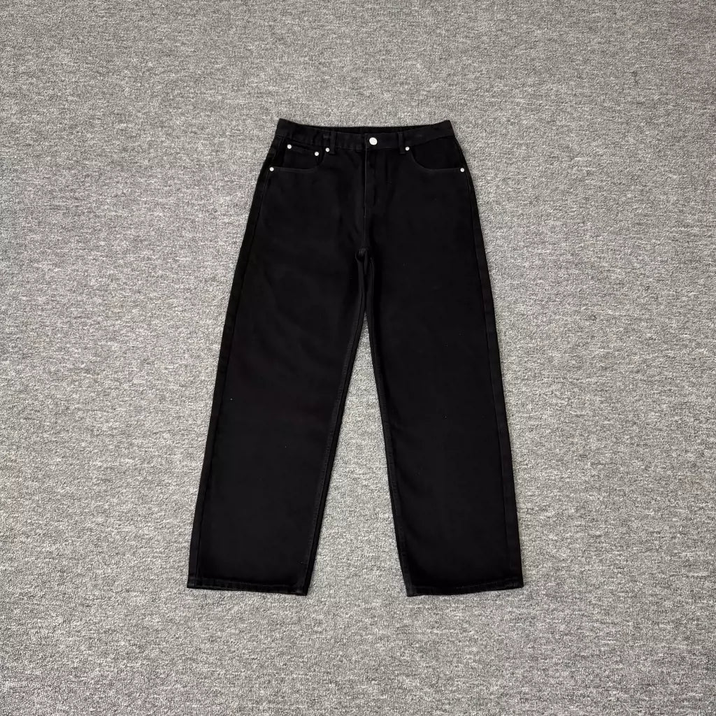 Derschutze Abstract Graphic Embroidered Black Jeans