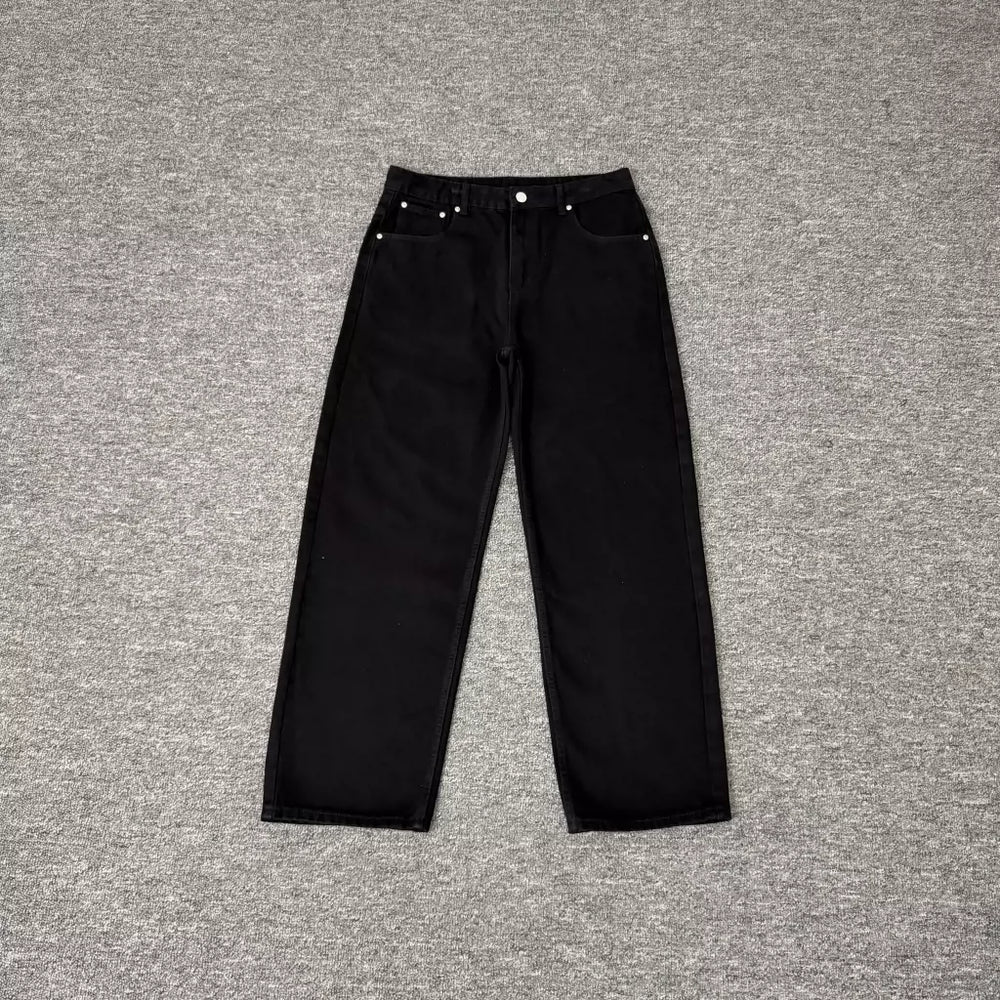 Derschutze Abstract Graphic Embroidered Black Jeans
