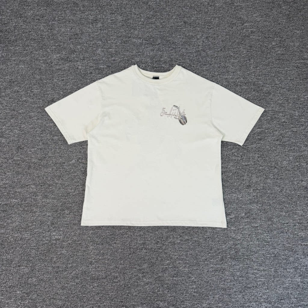 Derschutze Cream Middle Eastern Scholar Musician Back‑Print Graphic Tee