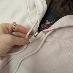 Derschutze Light‑Pink Cropped Hooded Jacket Cherry‑Blossom Tree Branch Front‑Sleeve Print