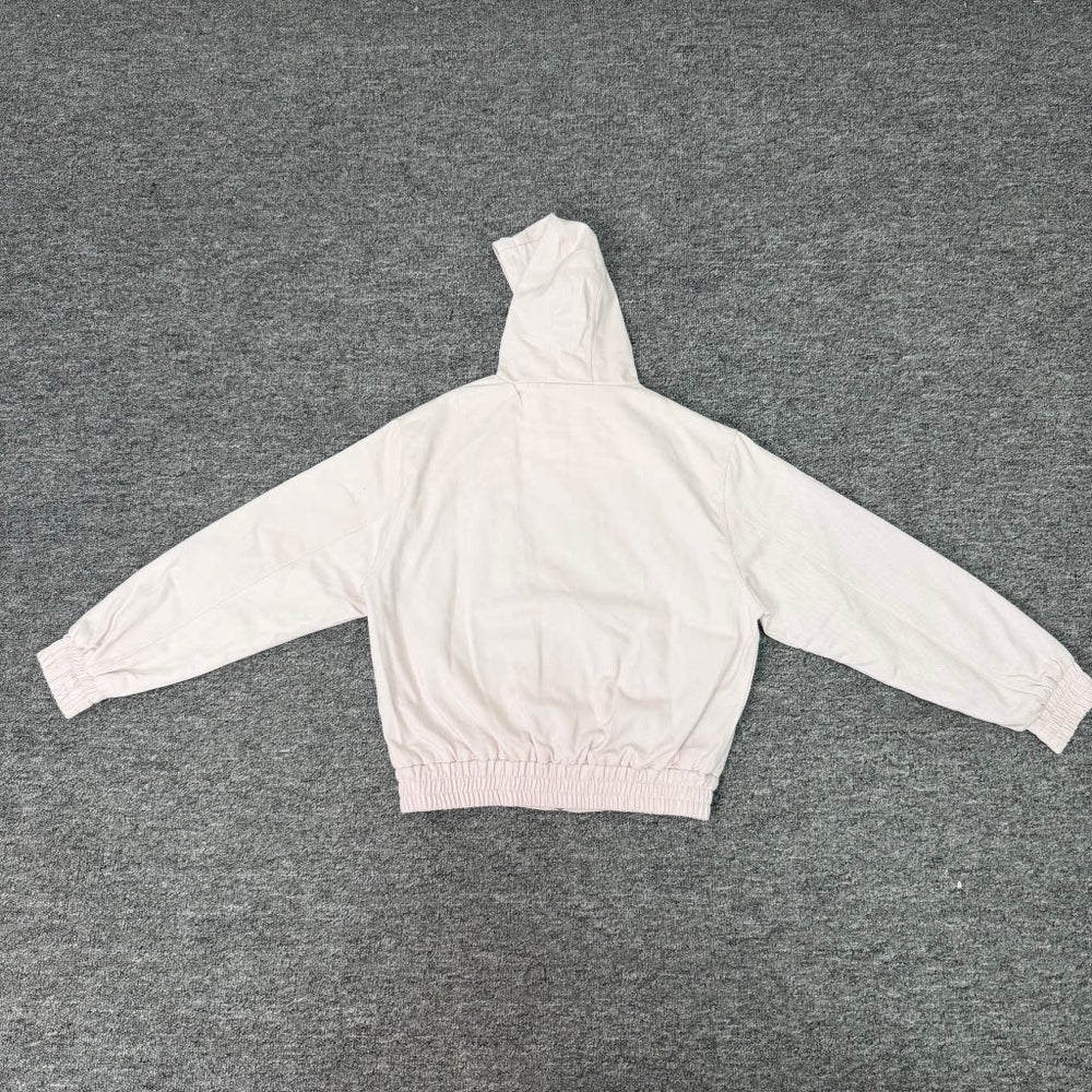 Derschutze Light‑Pink Cropped Hooded Jacket Cherry‑Blossom Tree Branch Front‑Sleeve Print