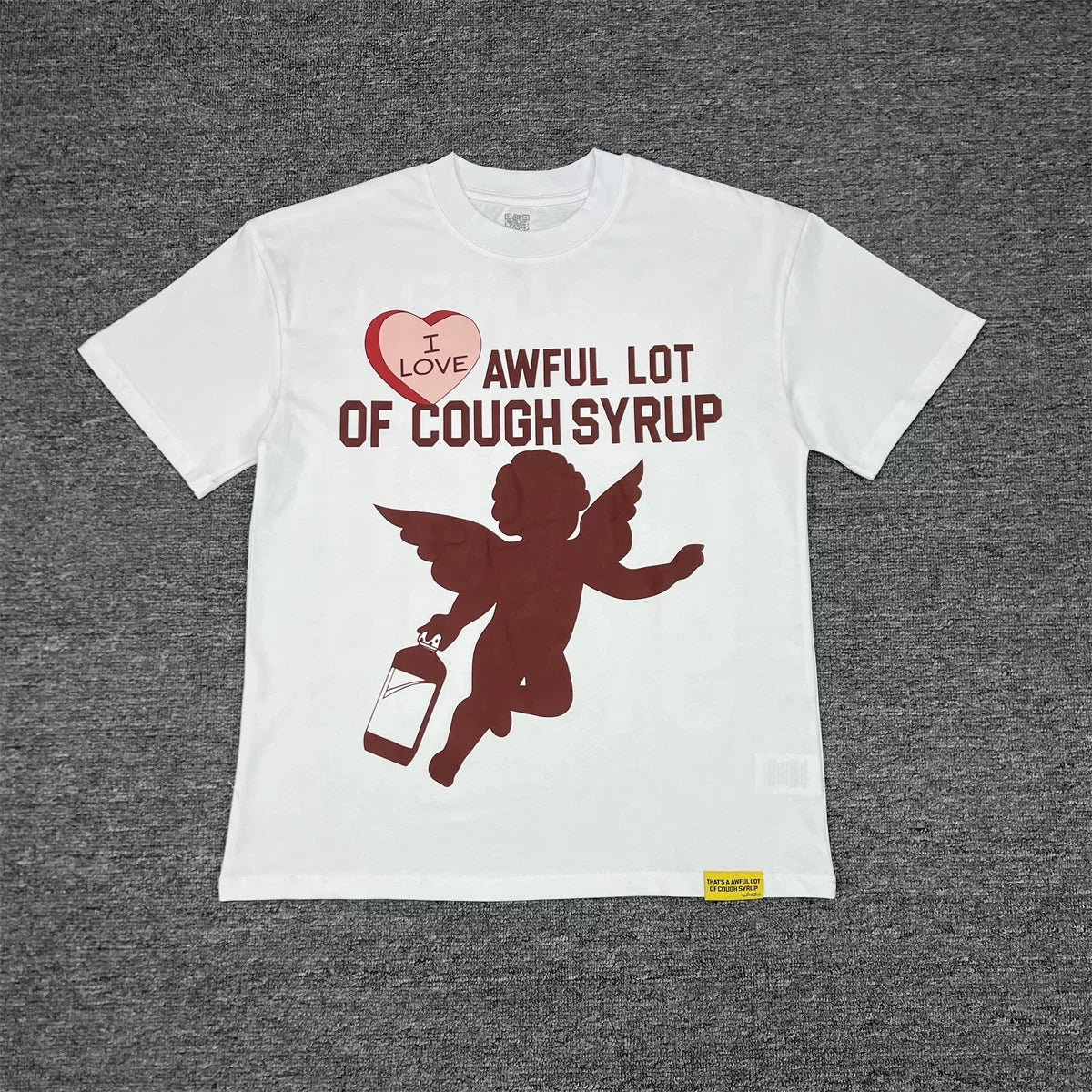THAT'S A AWFUL LOT OF COUPH SYRUP Vintage Washed Cupid Cough Syrup Graphic T-Shirt