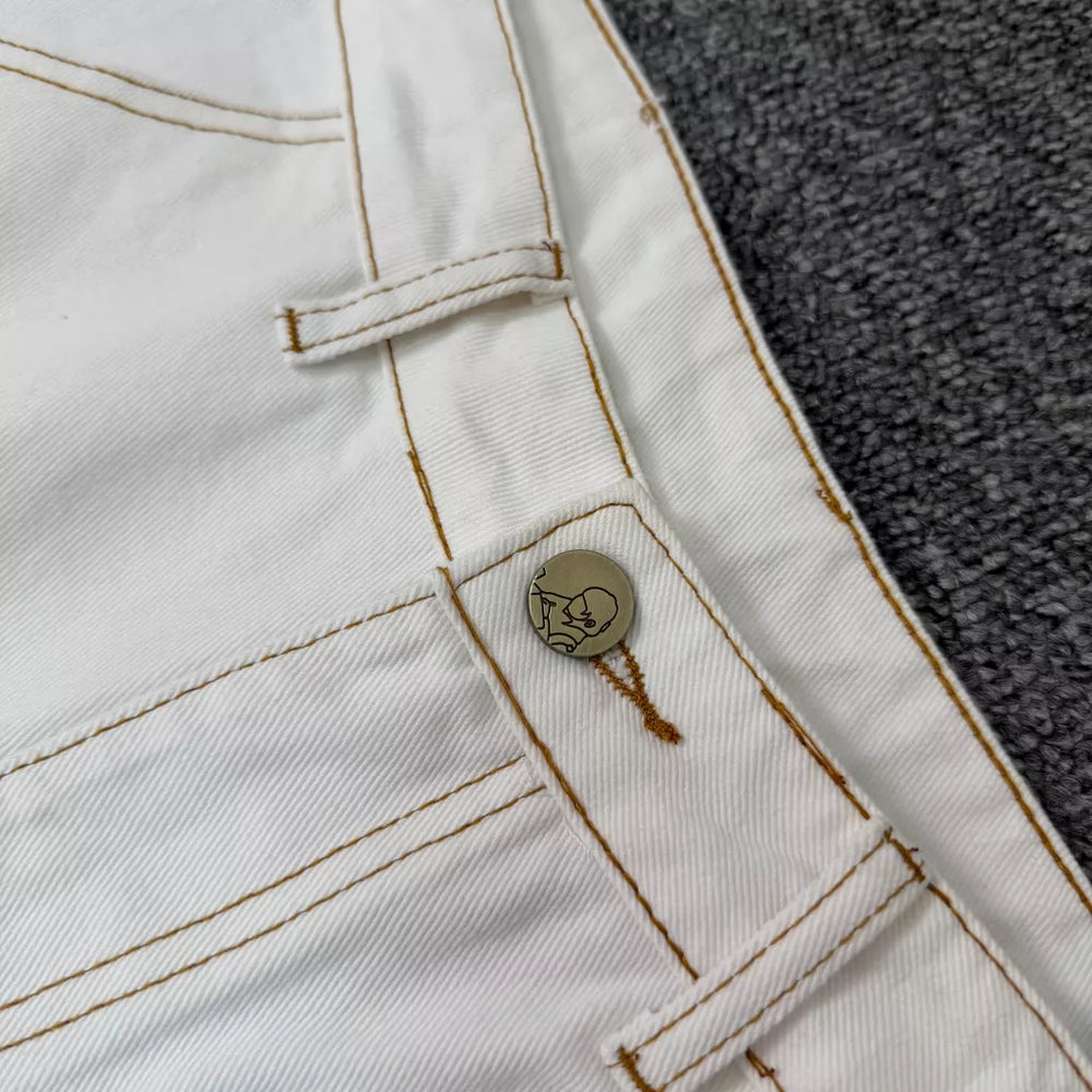 Derschutze Masked Goddess Embroidered White Cowboy Shorts