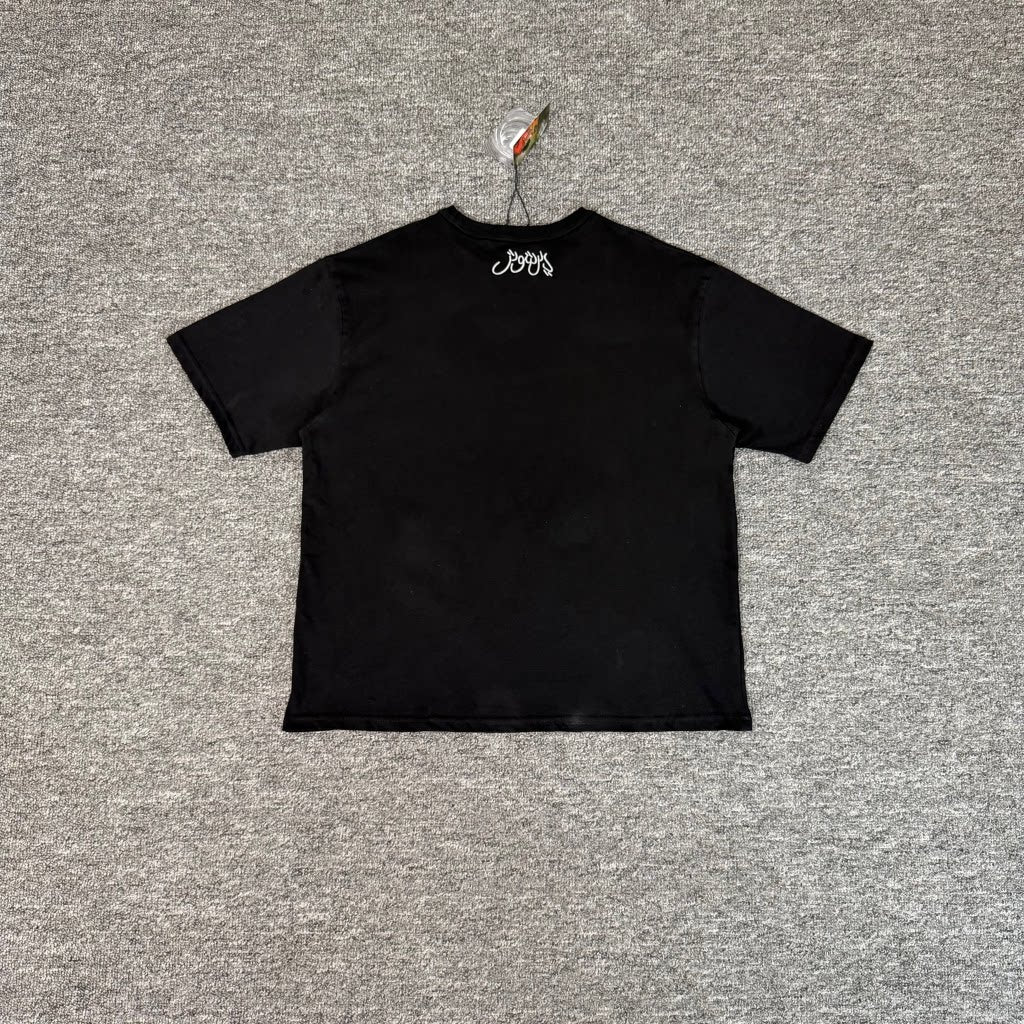 Derschutze Black Prayer Hands Red Beads Embroidered Tee