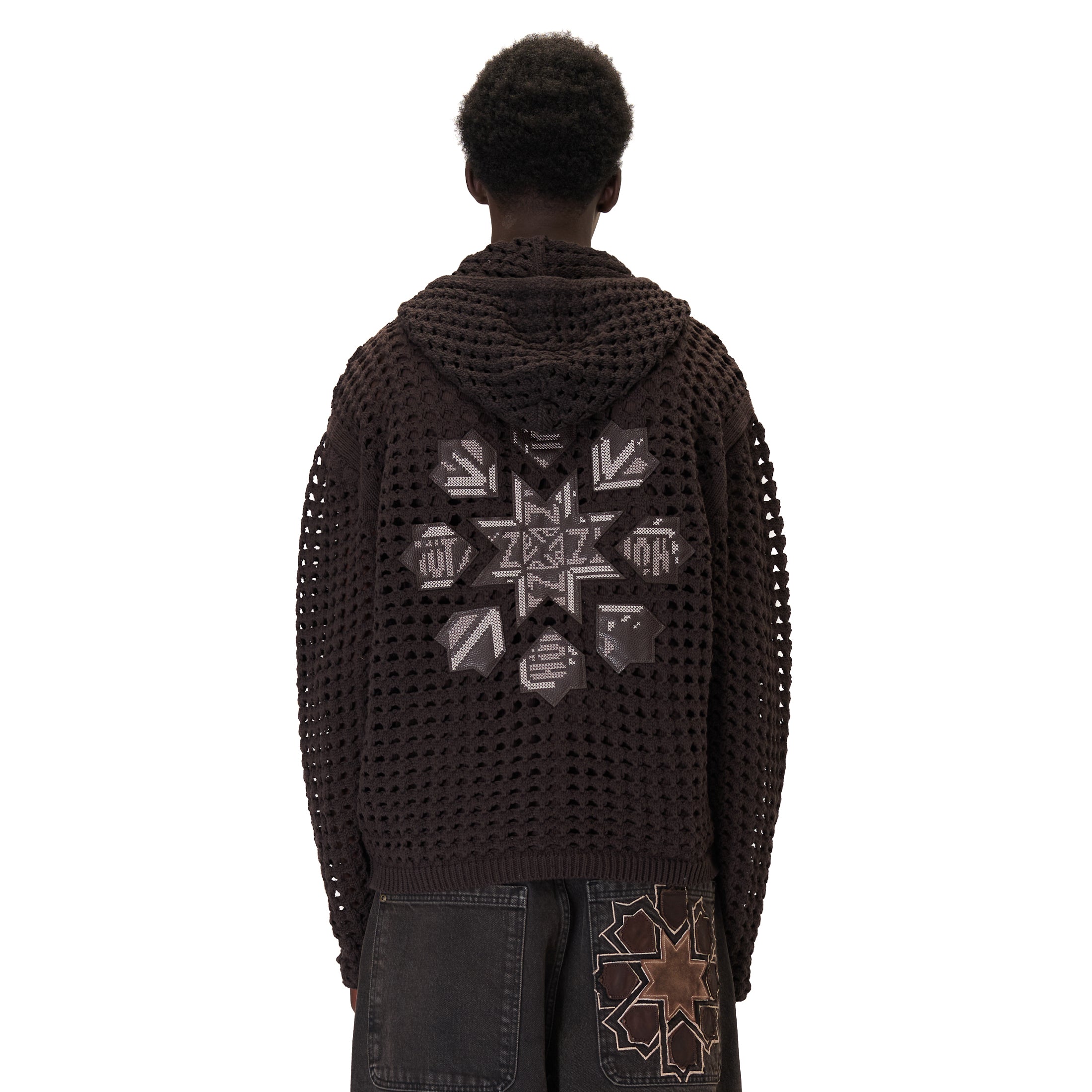 Derschutze "aziza" crochet zip up brown