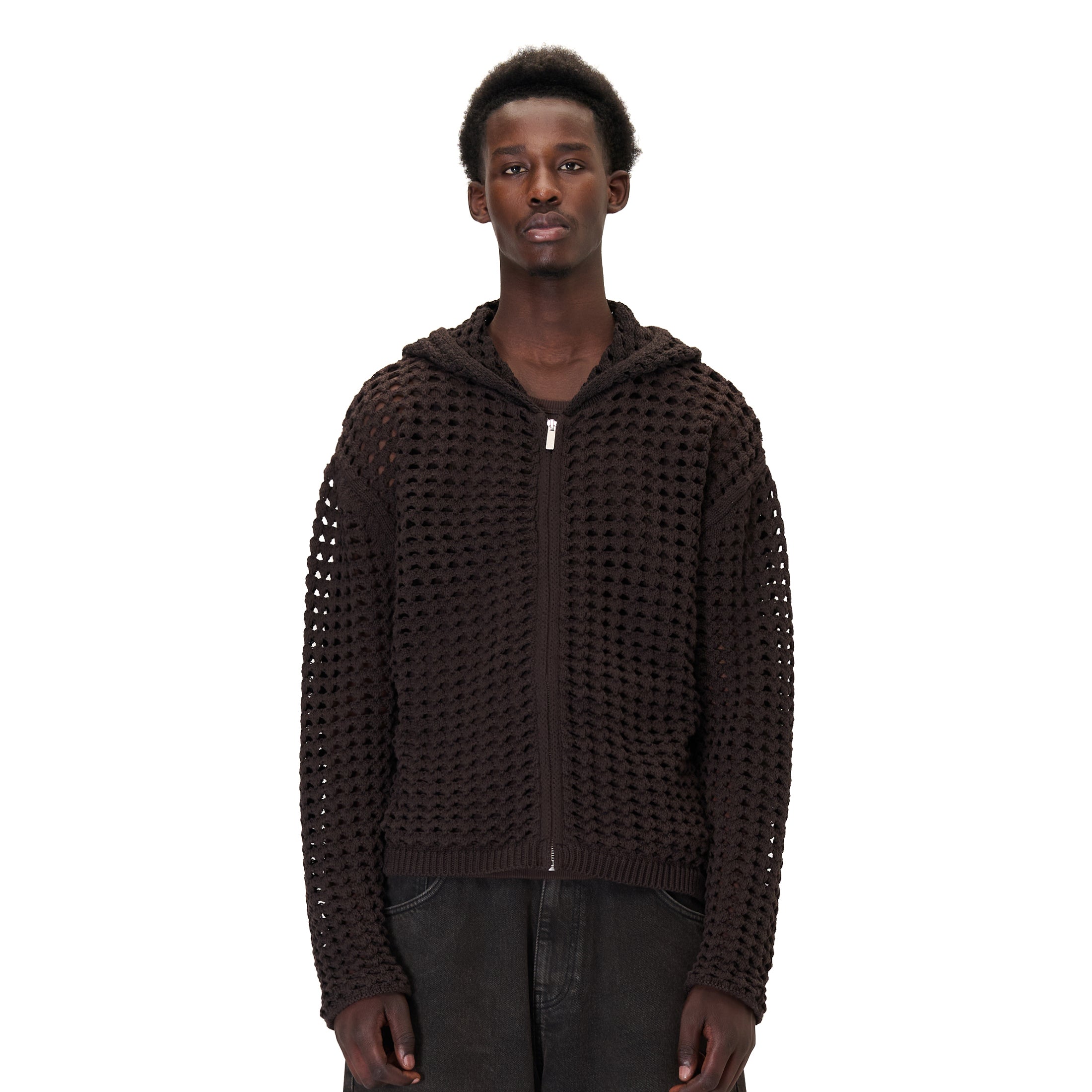 Derschutze "aziza" crochet zip up brown